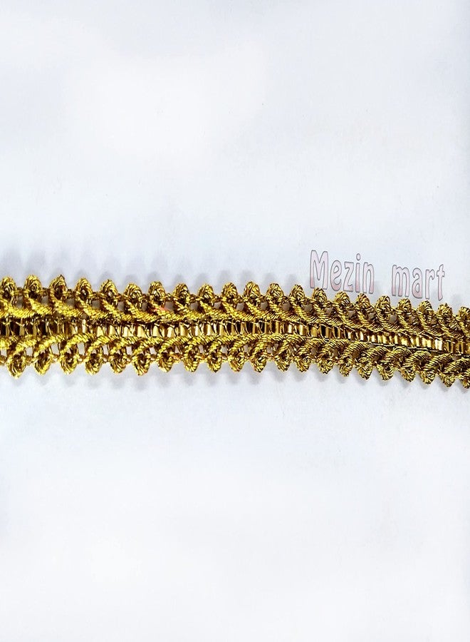 Mezin Antic Gold Makkhi-2 Jhalar Lace Border for Saree, Lehenga, Dupatta, Bag, Craft and Decorations (18 Mtr) - Image 2